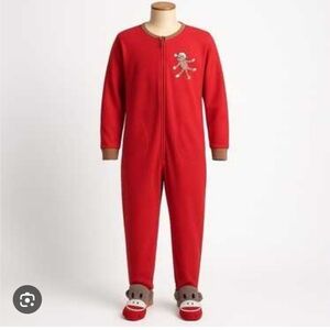 Nick & Nora Sock Monkey Footed Pajamas.  Unisex Adult Wear